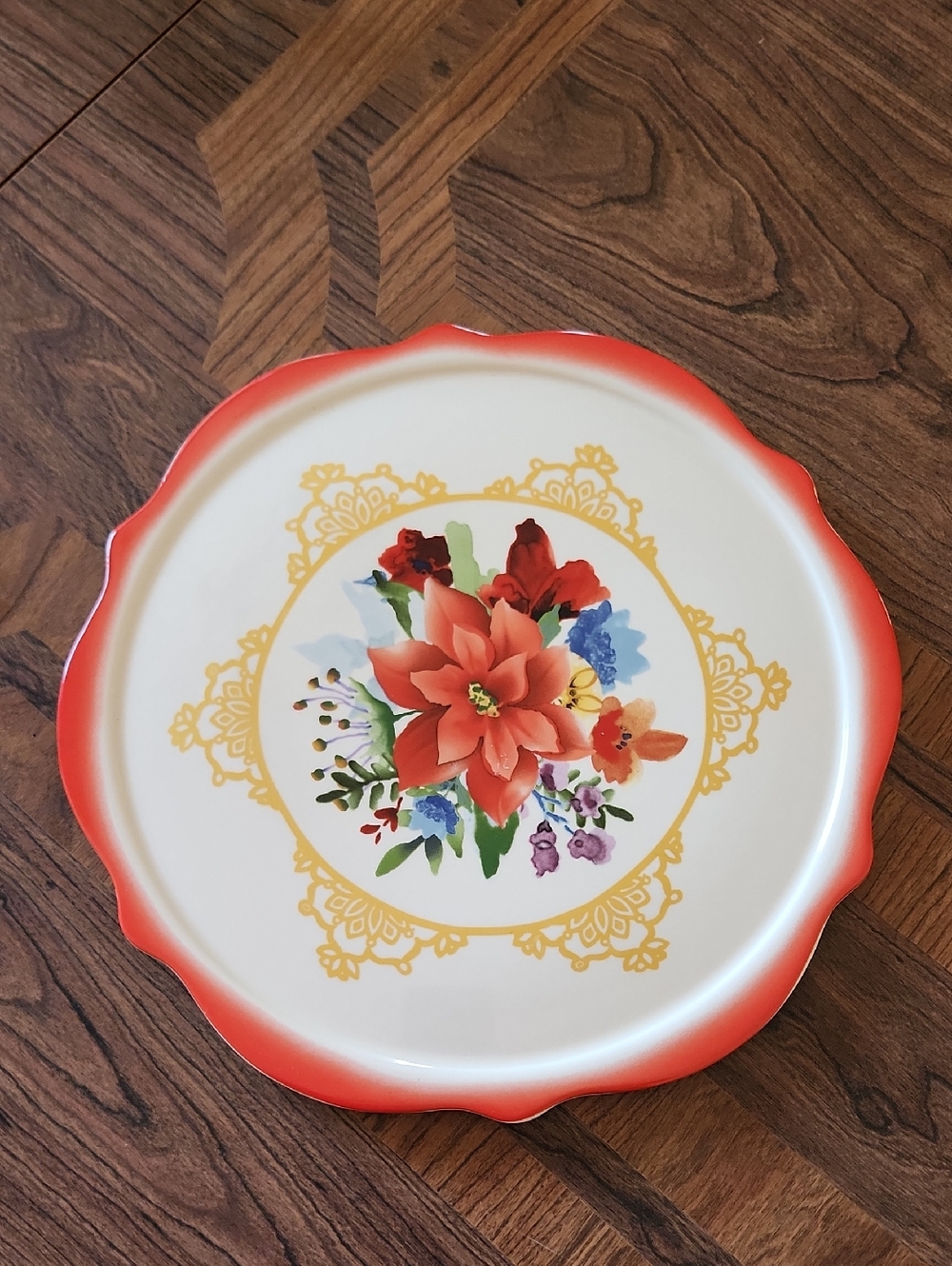 Pioneer Woman Winter Bouquet Stoneware Cake Plate